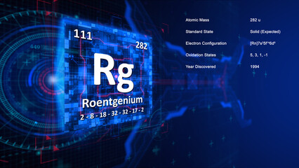 Modern periodic table element Roentgenium illustration