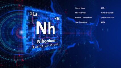 Modern periodic table element Nihonium illustration