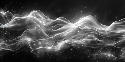 Futuristic Black and White Background with Rays