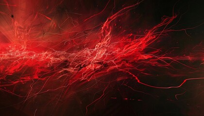 Abstract Art with Vibrant Red Lines and Textures, Intricate and Dynamic Visual Display, Background with Copy Space