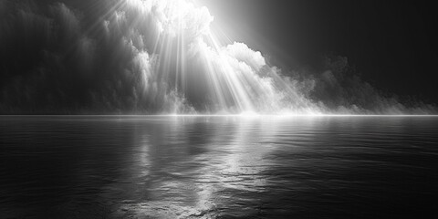 Futuristic Black and White Background with Rays