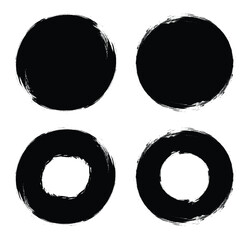 Grunge Circle Vector. Circle brush stroke vector isolated on white background. Black circle brush stroke.