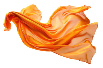 orange flowing silk fabric isolated on transparent background
