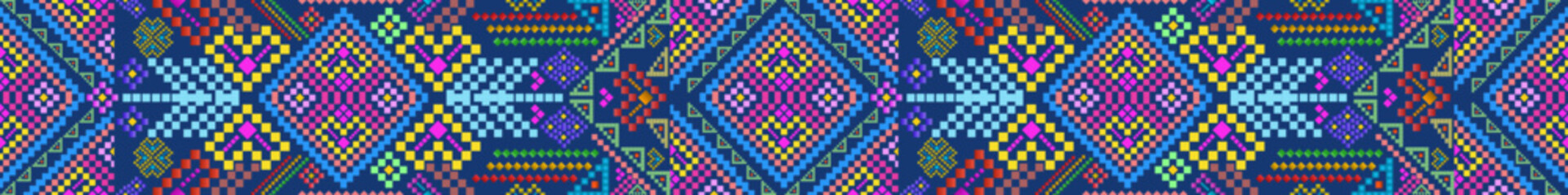 Seamless tiles pixcel. Mosaic pattern for ceramic in dutch, portuguese, spanish, italian style, Vector Tile Pattern, Lisbon Arabic Floral Mosaic, seamless pattern pixcel style, ethnic geometry, ethnic