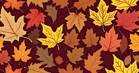 seamless background pattern filled with a diverse array of autumn leaves