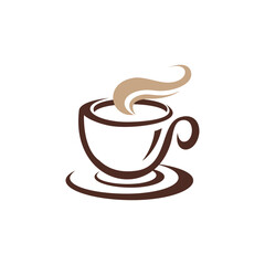 Premium coffee shop logo. Cafe mug icon.hot drink cup sign. emblem. Coffee icon.