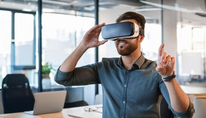 using a VR headset in the office