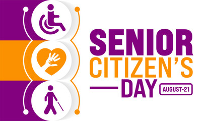 Senior Citizen’s Day is observed every year in 21 August. Holiday concept. Template for background, banner, card, poster, placard, design template with unique shapes with standard color.