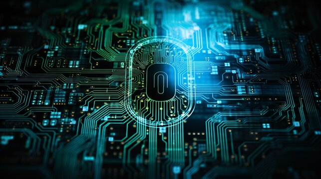 Digital fingerprint and lock on a secure digital background - Powered by Adobe