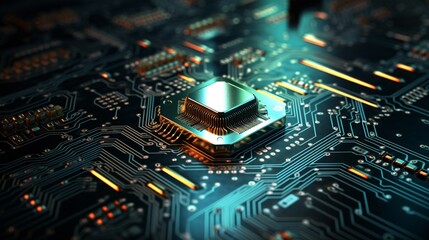Fototapeta premium Digital lock and circuit board on a secure digital background