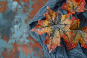 Fototapeta premium Vibrant Autumn Leaves on Textured Background