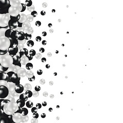 Pearl realistic set isolated on white background. Spherical beautiful 3D orb with transparent glares and highlights for decoration. Jewelry gemstones. 