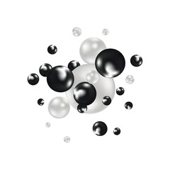 Beautiful ball round holographic gradient iridescent background colorful illustration. Black, gray and white balls. Eps 10