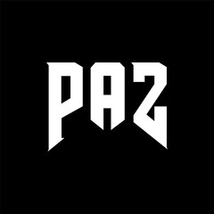 PAZ letter logo design for technology company. PAZ logo design black and white color combination. PAZ logo, PAZ vector, PAZ design, PAZ icon, PAZ alphabet. PAZ typography logo design.