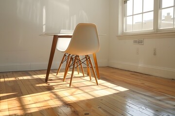Bright and Minimalist Dining Space with Modern Chair and Table