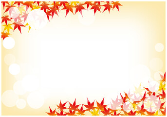 Obraz premium 紅葉が美しいもみじフレーム背景1グラデ