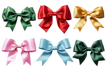 PNG colorful ribbon bow element set, transparent background
