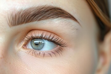 Obraz premium elegant woman showcasing perfect eyebrow lamination, exuding confidence and beauty