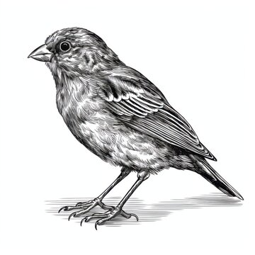 recommend clip art: Black and white Vintage engraved art of a canary isolated on white background, ink sketch illustration, simple vector art design, highly detailed line art, high contrasty