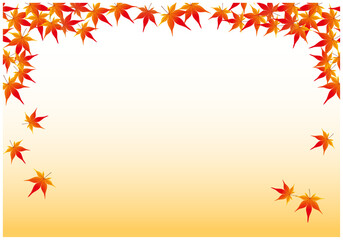 紅葉が美しいもみじフレーム背景7橙色