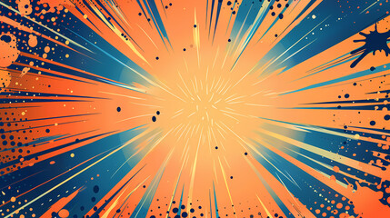 Vibrant comic-style explosion with dynamic burst lines and colorful background.