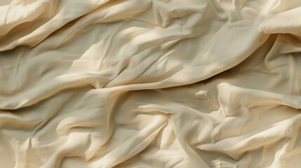 Obraz premium A textured, cream-colored sheer fabric is shown, with a geometric pattern of thin lines, forming a wrinkled, draped design SEAMLESS PATTERN