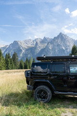 Overland jeep on Dolomites Mountains, Italy, Europe © alba1988