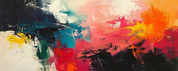 Fototapeta premium An abstract expressionist painting with bold colors and energetic brushstrokes.