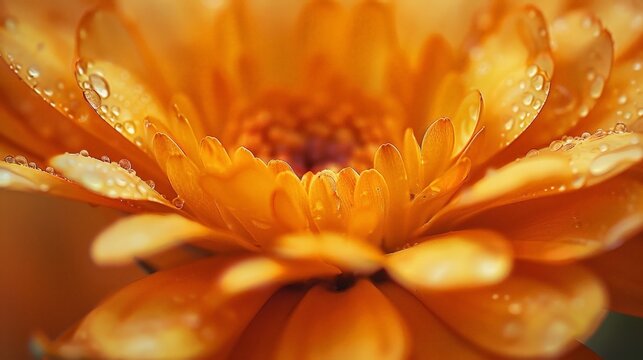 Macro shot of a bright orange marigold flower