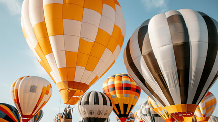 Obraz premium Colorful Hot Air Balloons Against Blue Sky
