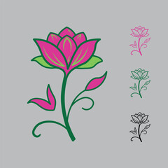 A drawing of a flower with the word lotus on it  Flower Vector illustrator Logo Design- trandparent logo design, colorful flower logo design.