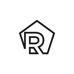Letter R logo design vector with universal form and creative idea icon