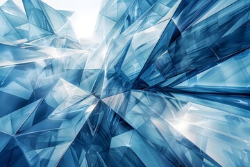 Stunning Abstract Blue Crystal Formation with Sharp Angles and Reflections