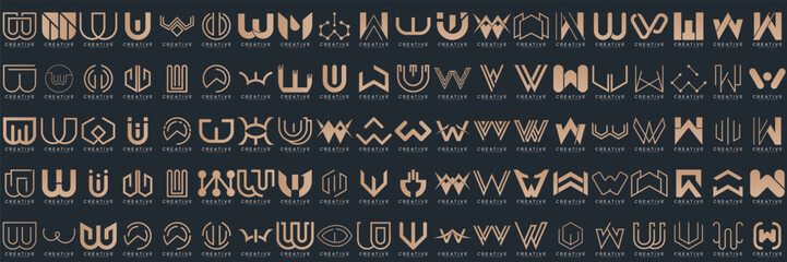 Mega logo collection, Abstract letter W logo design. icons for business