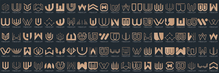 Mega logo collection, Abstract letter W logo design. icons for business