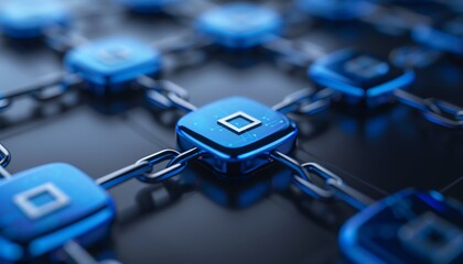 Blockchain technology, digital network, abstract connections, futuristic design