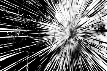 Dynamic Black and White Burst, an explosive design showcasing intense lines radiating outward, creating a sense of movement and energy in a striking monochrome palette.