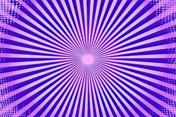 Obraz premium Purple halftone burst, vibrant comic book style, dynamic abstract background, energetic patterns radiating outward, perfect for creative projects and graphic design elements.