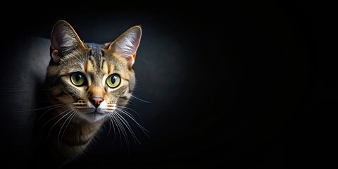 Obraz premium Mysterious cat lurking in the dark night , cat, night, dark, mysterious, shadow, feline, animal, adventure, urban, stray