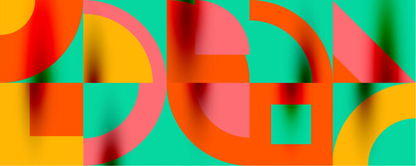 Neo memphis geometric pattern with circles, squares. Pop art abstract background for covers, banners, flyers and posters and other templates