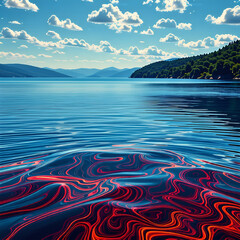 거대한 호수의 멋진 전경