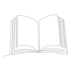 continuous one line drawing of open book.