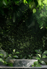 Pedestal in jungle background Vertical