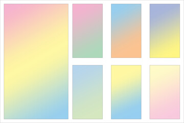 Color gradient backgrounds. Soft pastel hues. Vector abstract design. Smooth gradient shades.