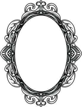 recommend clip art: Oval mirror frame, Baroque, filigree, swirl, floral vintage outline design concept. Decorative antique frame vector isolated on transparent background.