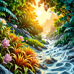  어느 숲속의 햇살 풍경