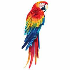Fototapeta premium Simple illustration of a macaw bird perching. White background.