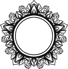 Circular frame vintage geometric with baroque classic engraving ornament. Swirl, flourish, victorian, damask, arabesque, filigree floral element border frame vector illustration