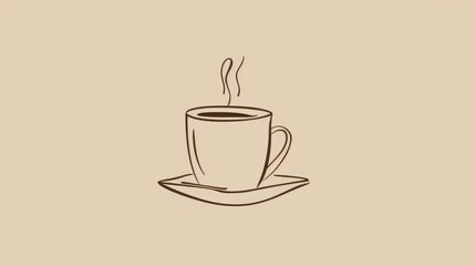 Fototapeta premium Single line art of a coffee mug, perfect for creating a simple and elegant background for food and drink icons