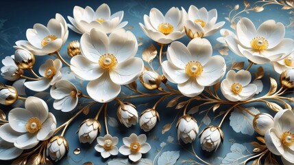 Close-up decorative piece art It features group white flowers go